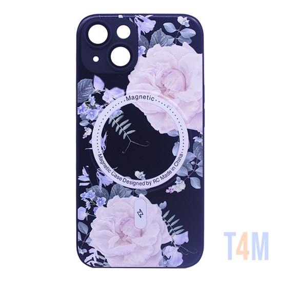 Flower Design Magnetic Case for Apple iPhone 15 Black